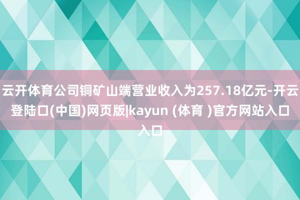 云开体育公司铜矿山端营业收入为257.18亿元-开云登陆口(中国)网页版|kayun (体育 )官方网站入口